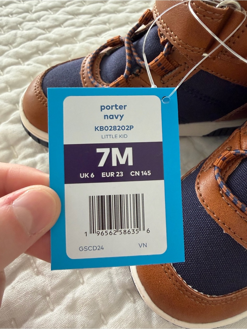 NWT Stride Rite Toddler Boys’ Porter Navy & Brown High-Top Sneaker Boots Size 7M - Picture 2 of 5